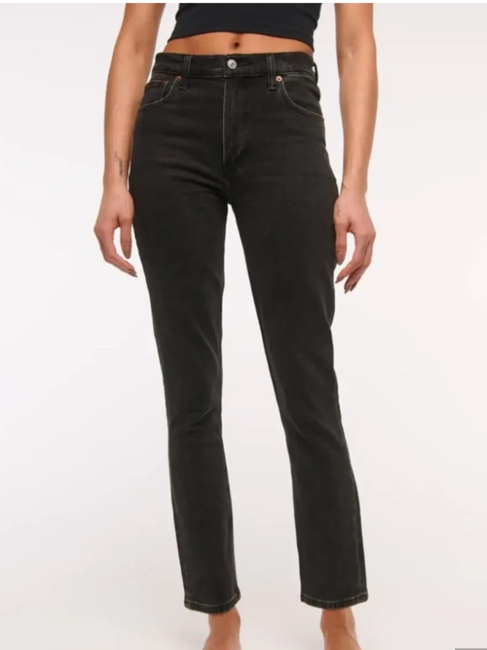 Abercrombie & Fitch High-Rise Straight Black Jeans